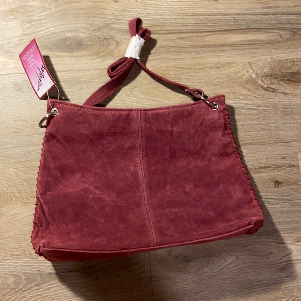 Maxam suede leather purple/maroon crossbody